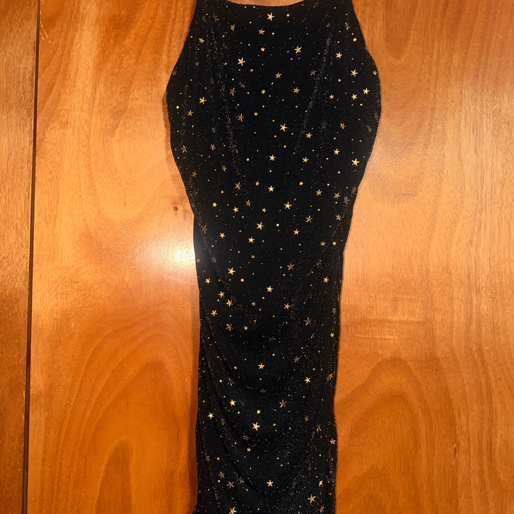 Black Dress with Gold Star Pattern